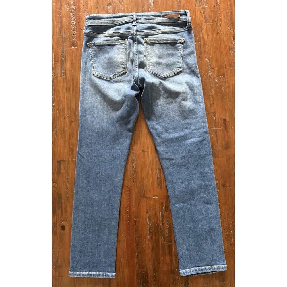 Anthropologie Pilcro Slim Boyfriend Jeans 27 Tapestry Patch Boho Stretch Denim - Picture 10 of 11